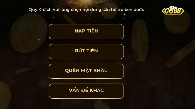 Cổng Live Chat hỗ trợ người chơi lấy lại mật khẩu Go88
